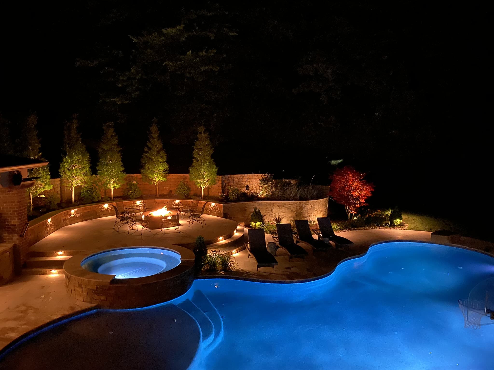 Outdoor lighting for backyard pool in franklin, tn
