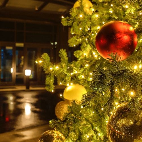 Close up of Christmas light decorations