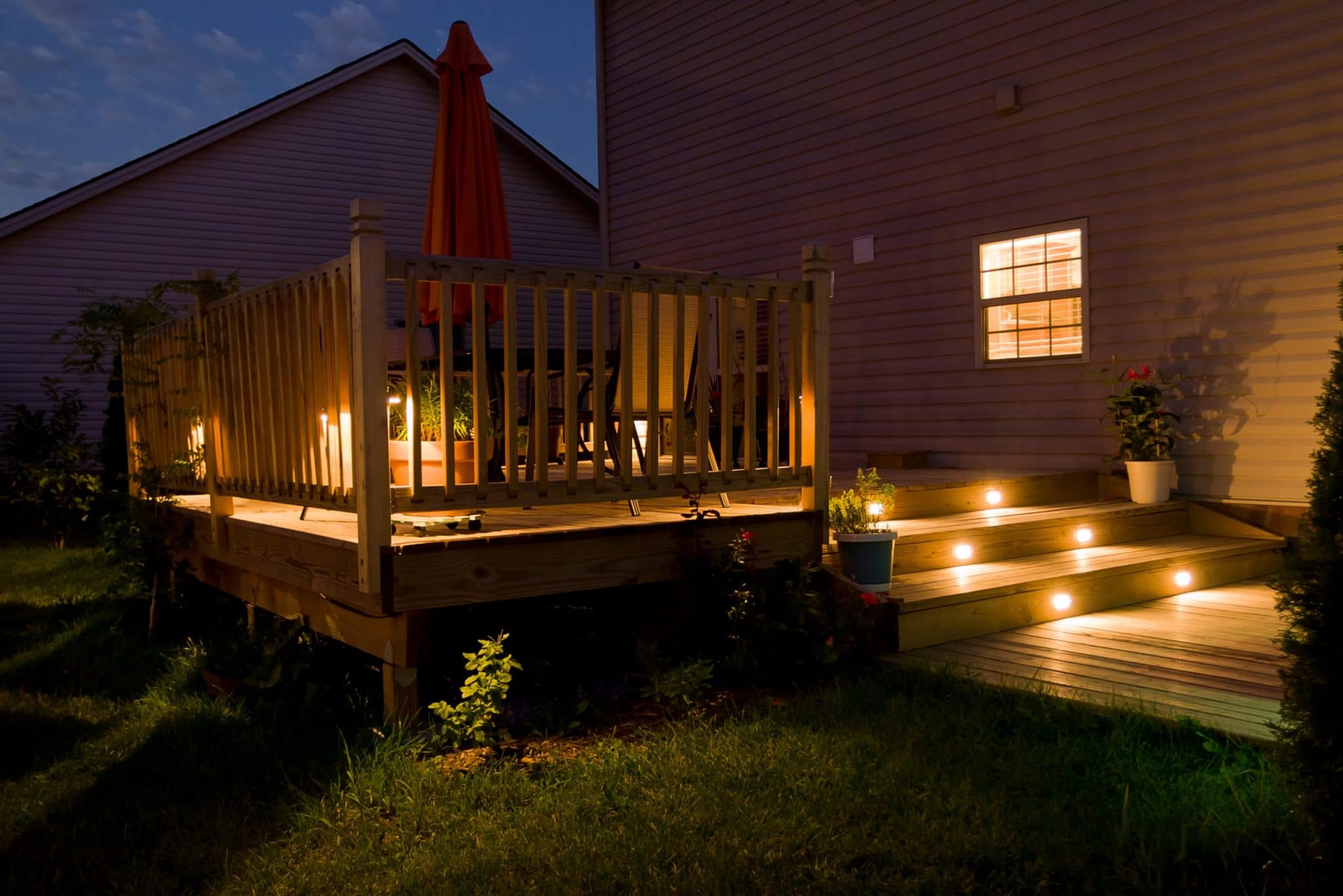 Wooden deck and patio lighting
