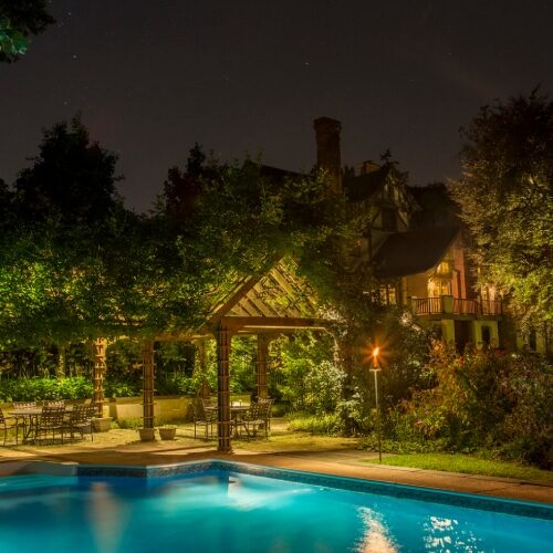 backyard lighting for pool area